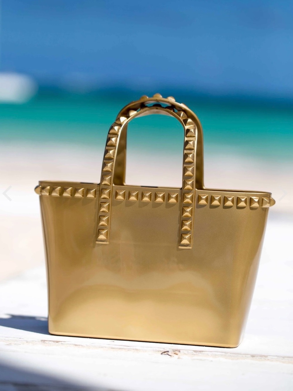 Carmen Sol Miriam Micro Mini Tote Metallic Gold